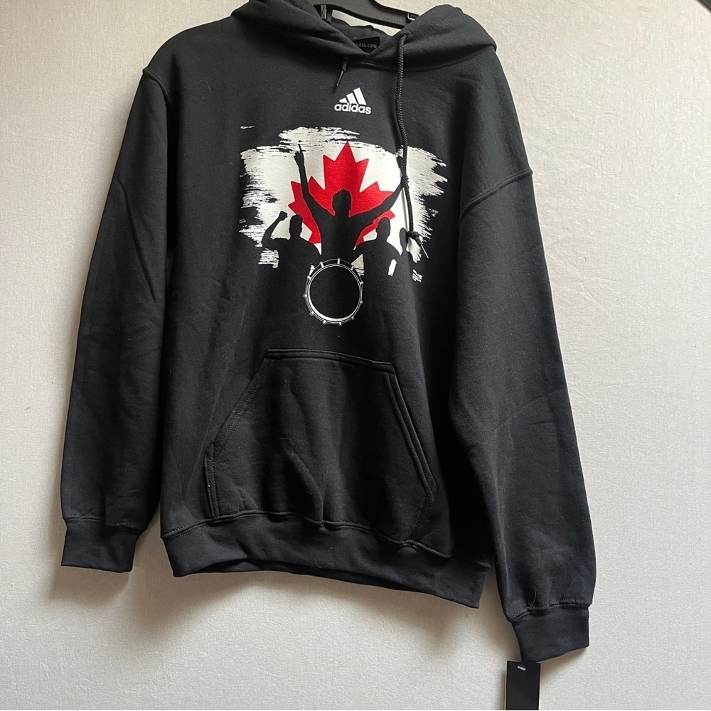 Adidas Canada Soccer NWT Black Drum Pullover Hoodie Men's Size S